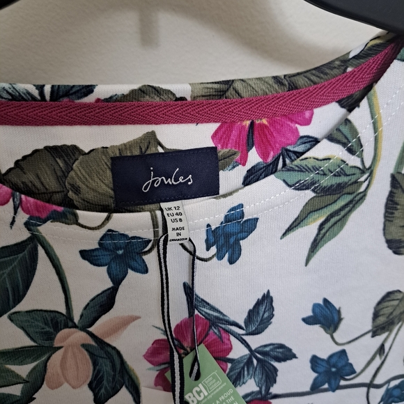 Joules Riviera jersey print shift dress in spring wood botanical size 8. - Picture 8 of 9